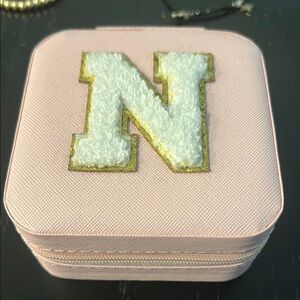 Pink Jewelry Box with Gold and White 'N' Patch + ALL rings inside